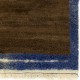 Minimalist Hand-knotted Tulu Rug with Brown Field and Blue Border. 100% Wool