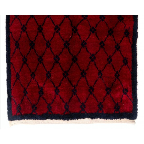Hand-Knotted Anatolian Tulu Rug in Burgundy Red and Dark Blue Hand-Knotted Anatolian Tulu Rug in Burgundy Red and Dark Blue