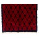 Hand-Knotted Anatolian Tulu Rug in Burgundy Red and Dark Blue