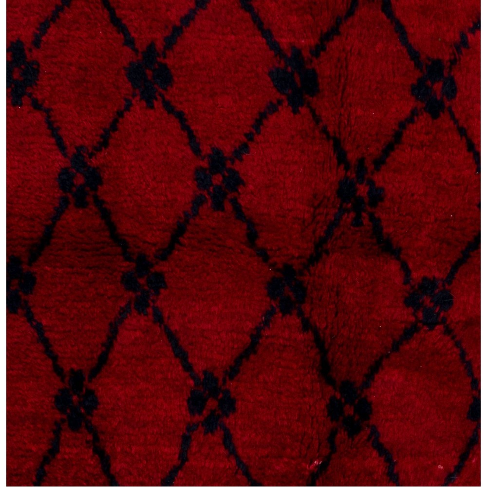 Hand-Knotted Anatolian Tulu Rug in Burgundy Red and Dark Blue