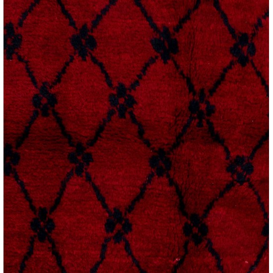 Hand-Knotted Anatolian Tulu Rug in Burgundy Red and Dark Blue Hand-Knotted Anatolian Tulu Rug in Burgundy Red and Dark Blue