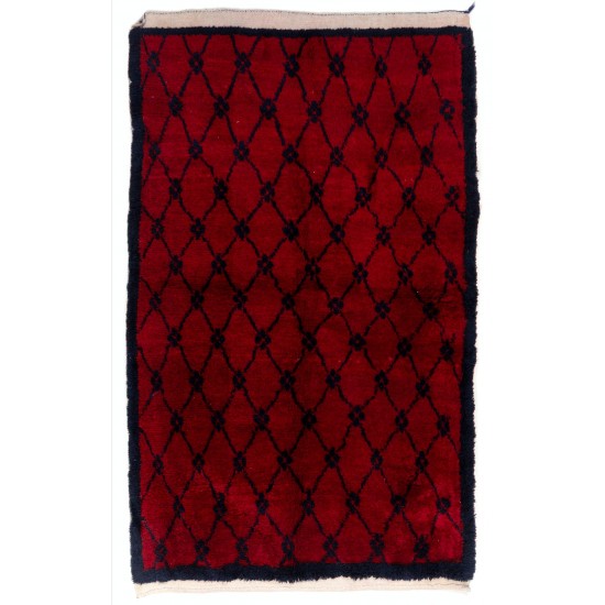 Hand-Knotted Anatolian Tulu Rug in Burgundy Red and Dark Blue Hand-Knotted Anatolian Tulu Rug in Burgundy Red and Dark Blue
