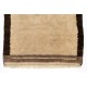 Vintage Hand Knotted Turkish Tulu Rug in Beige with Brown Border, 100% Soft Natural Wool