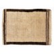 Vintage Hand Knotted Turkish Tulu Rug in Beige with Brown Border, 100% Soft Natural Wool