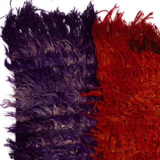 Vintage Hand-Knotted Shag Pile Tulu Rug in Red and Purple, 100% Mohair Wool Vintage Hand-Knotted Shag Pile Tulu Rug in Red and Purple, 100% Mohair Wool