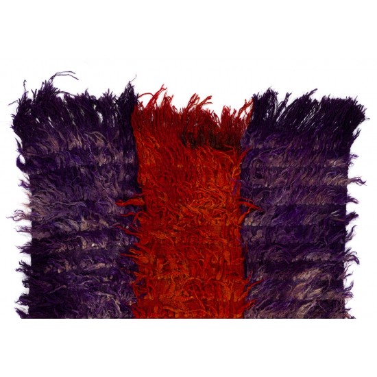 Vintage "Filikli" Tulu Rug Made of Mohair 'Angora Wool', Red and Purple Colors
