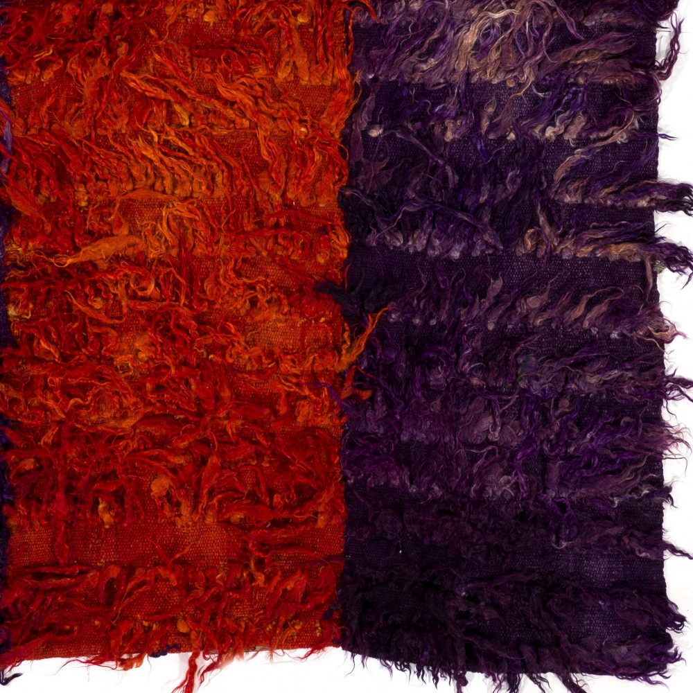 Vintage Hand-Knotted Shag Pile Tulu Rug in Red and Purple, 100% Mohair Wool Vintage Hand-Knotted Shag Pile Tulu Rug in Red and Purple, 100% Mohair Wool
