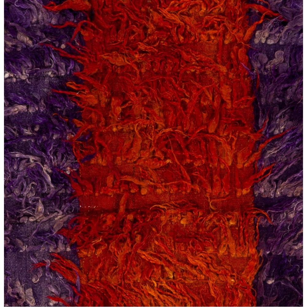 Vintage "Filikli" Tulu Rug Made of Mohair 'Angora Wool', Red and Purple Colors