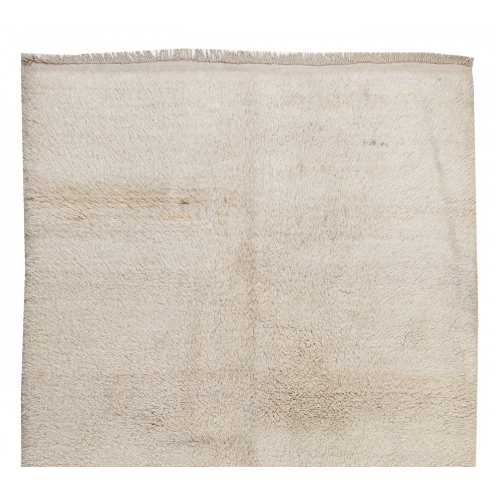 Minimalist Anatolian "Tulu" Rug made of Natural Undyed Wool