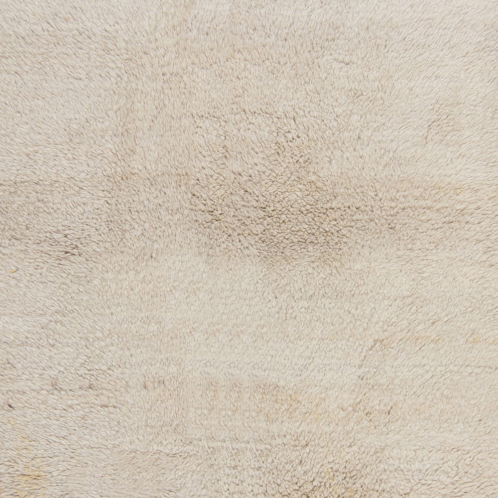 Minimalist Vintage Turkish Tulu Rug Made of Natural Undyed Ivory Wool