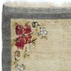 Vintage Hand-Knotted Turkish Tulu Rug with Floral Design in Cream, Gray and Red Vintage Hand-Knotted Turkish Tulu Rug with Floral Design in Cream, Gray and Red