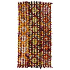 Vintage Kilim Rug with Colorful Poms. Bed, Floor, Sofa Cover