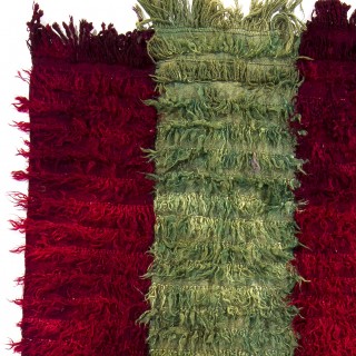 Vintage Filikli Tulu Runner Rug in Red and Green Mohair Angora Wool Vintage Filikli Tulu Runner Rug in Red and Green Mohair Angora Wool
