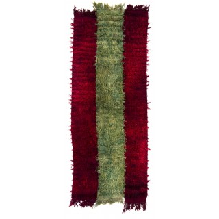 Vintage "Filikli" Tulu Rug Made of Mohair 'Angora Wool', Red and Green Colors