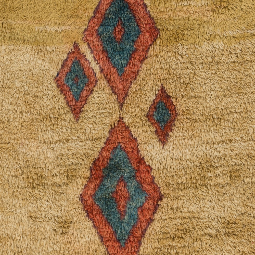 Handknotted Moroccan Berber Tulu Rug. 100% Wool. Beni Ourain style Mustard Yellow Carpet. Custom Options Available. Made to Measure