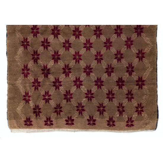 Karapinar Rug with Floral Lattice Design in Latte Brown and Red Karapinar Rug with Floral Lattice Design in Latte Brown and Red