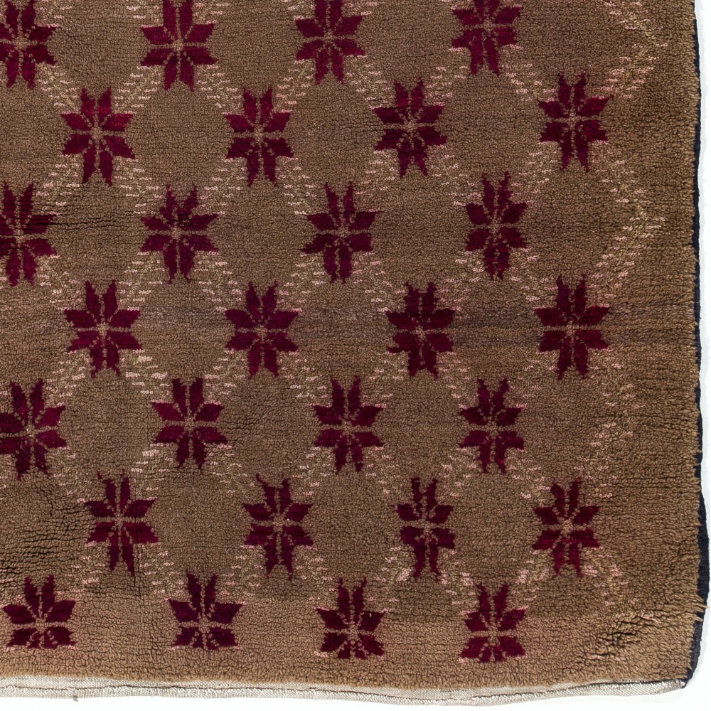 Vintage Turkish Karapinar Rug with Floral Lattice Design in Brown and Red Vintage Turkish Karapinar Rug with Floral Lattice Design in Brown and Red