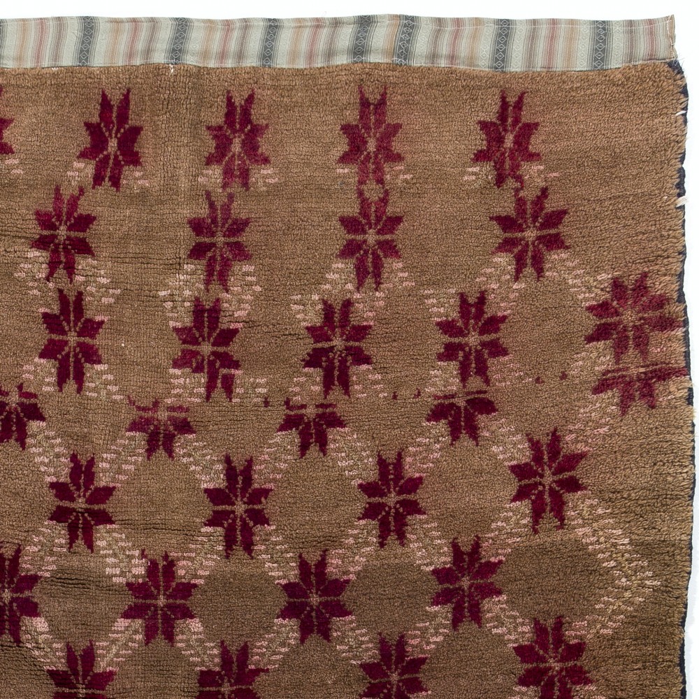 Vintage Turkish Karapinar Rug with Floral Lattice Design in Brown and Red Vintage Turkish Karapinar Rug with Floral Lattice Design in Brown and Red