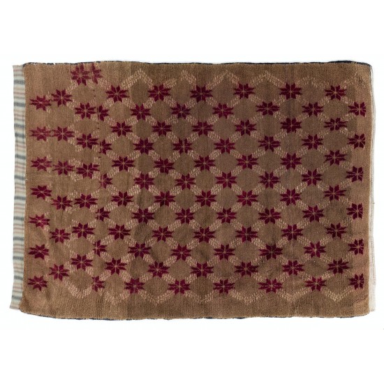 Karapinar Rug with Floral Lattice Design in Latte Brown and Red Karapinar Rug with Floral Lattice Design in Latte Brown and Red