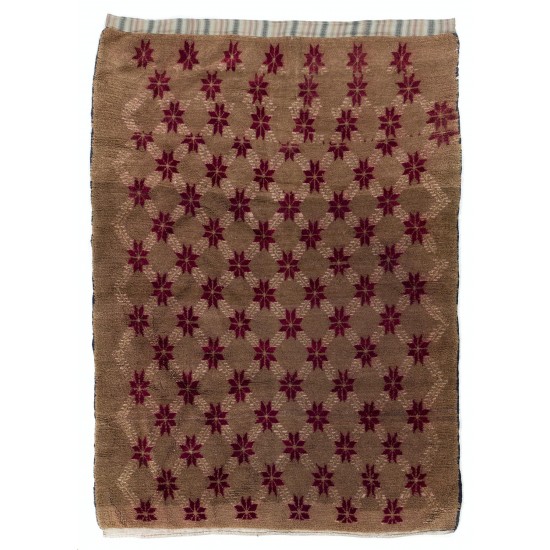 Karapinar Rug with Floral Lattice Design in Latte Brown and Red