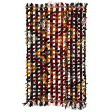 Vintage Hand-Woven Central Anatolian Kilim with Colorful Poms