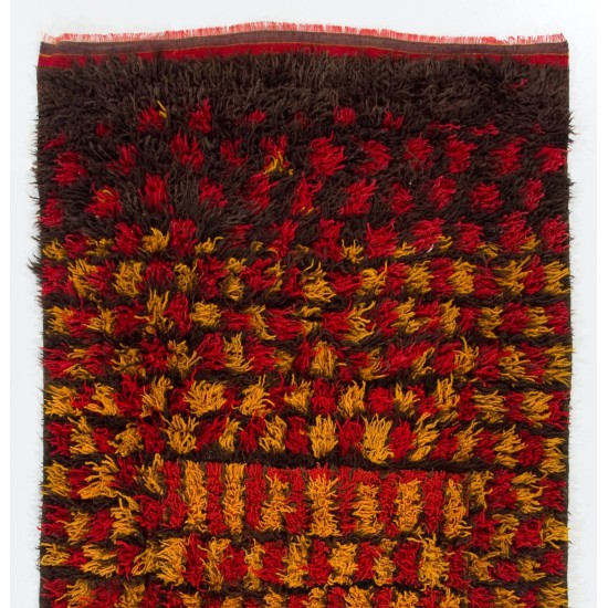 Vintage Tulu Rug in Red, Yellow and Brown Colors