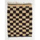 Small Chessboard Design Midcentury Tulu Rug, Natural Undyed Wool