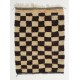 Small Chessboard Design Midcentury Tulu Rug, Natural Undyed Wool