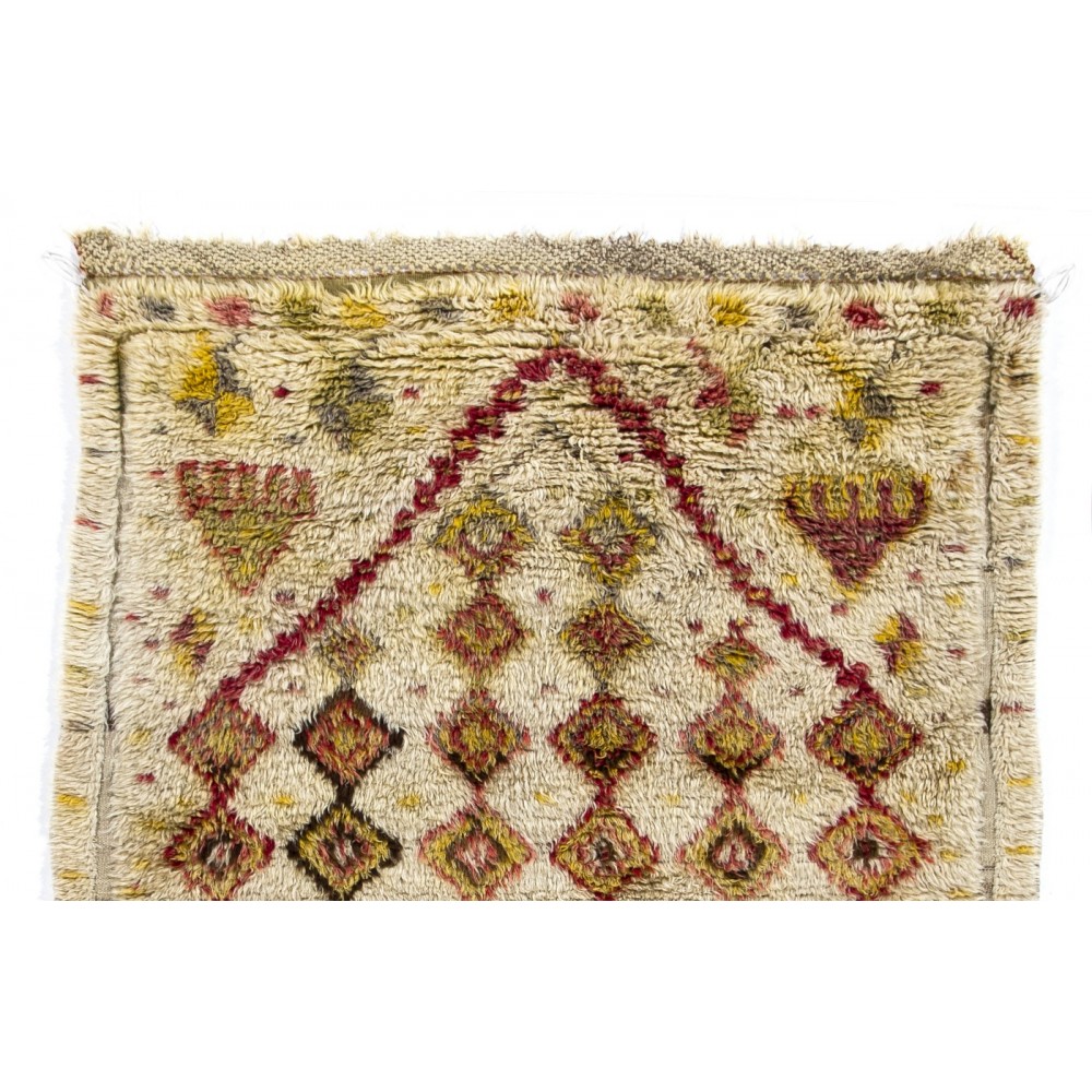 Antique Handmade Turkish Tulu Rug with Geometric Design, 100% Wool