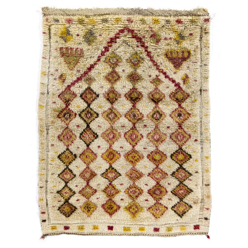 Antique Handmade Turkish Tulu Rug with Geometric Design, 100% Wool