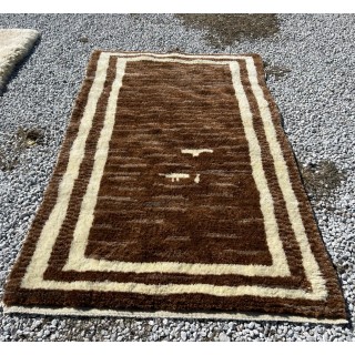 Hand-knotted Moroccan Berber Style Tulu Rug Made of Natural Beige and Brown Wool. Custom Options Available
