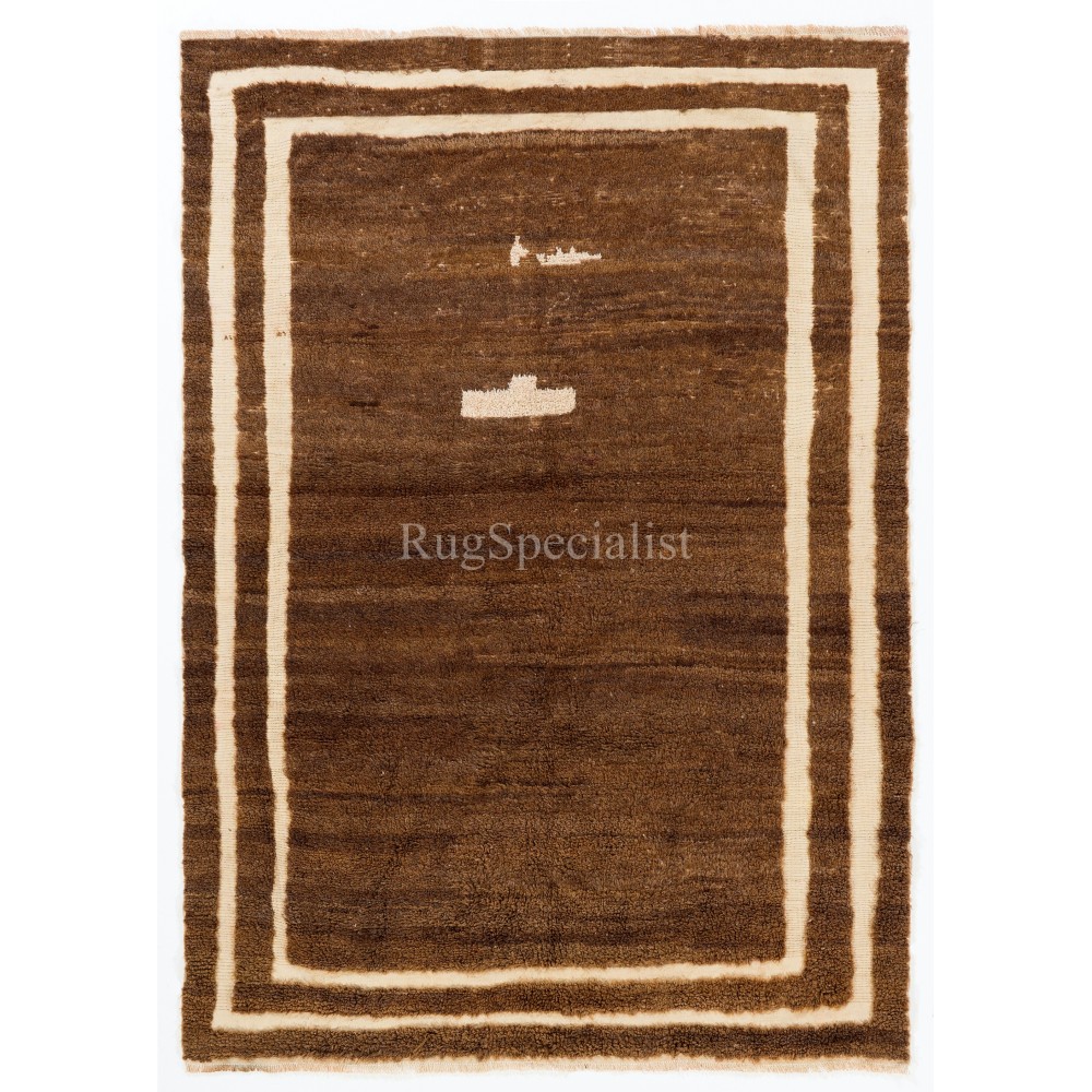 Hand-knotted Moroccan Berber Style Tulu Rug Made of Natural Beige and Brown Wool. Custom Options Available