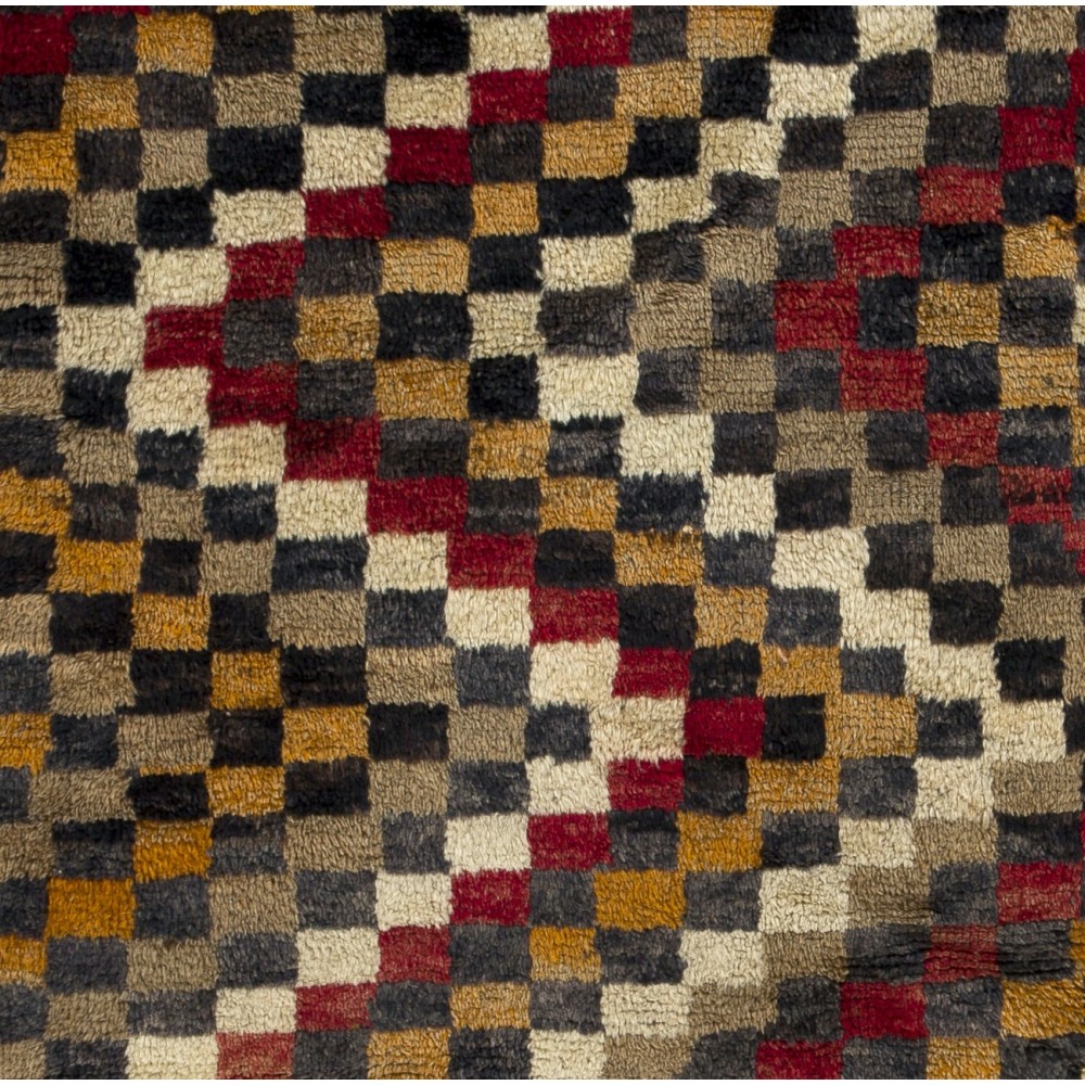 Checkered Zig Zag Design Handmade Turkish Tulu Rug