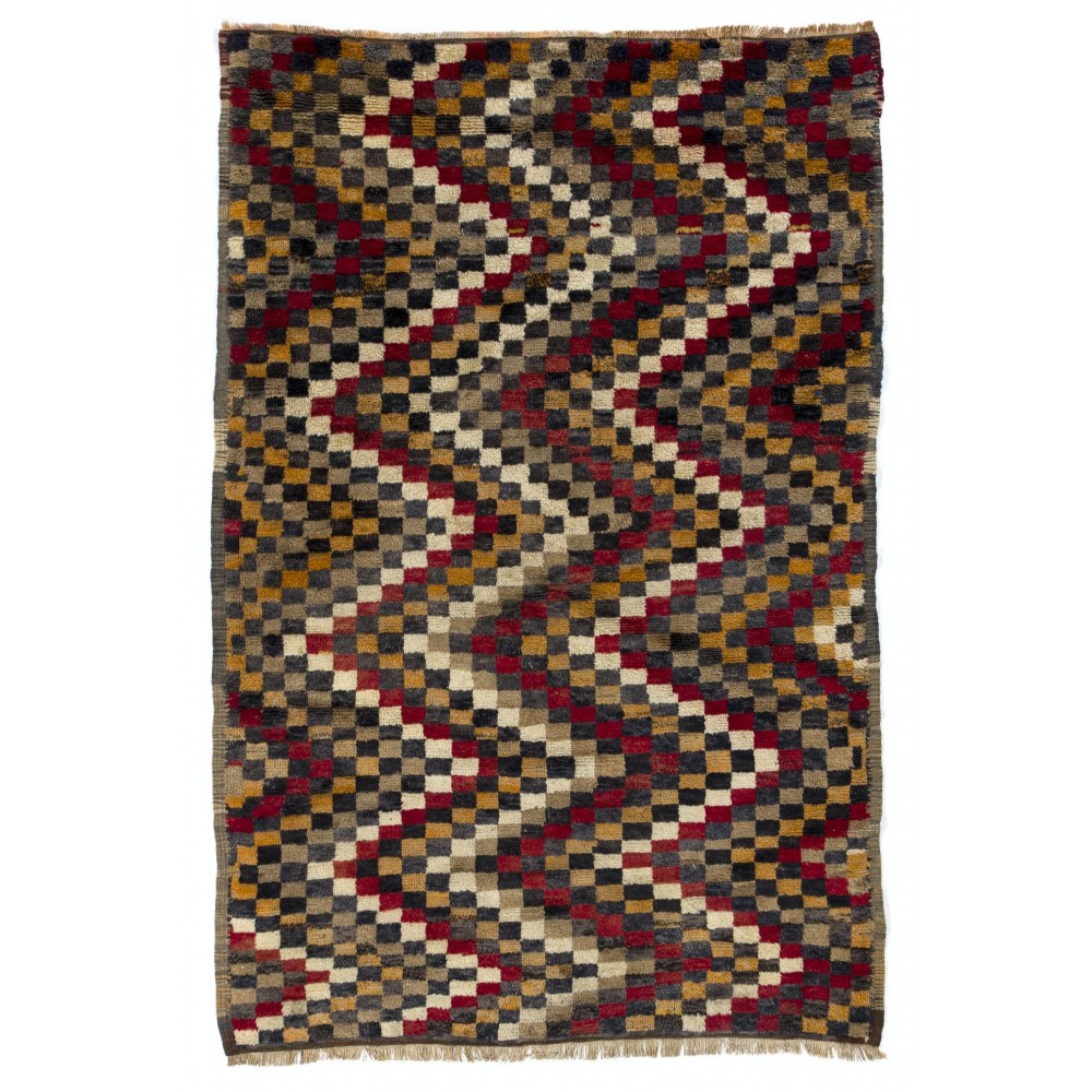 Checkered Zig Zag Design Handmade Turkish Tulu Rug