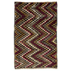 Checkered Zig Zag Design Handmade Turkish Tulu Rug
