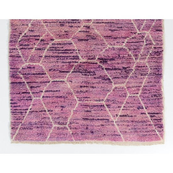 Lilac and Orchid Color Moroccan Hand Knotted Wool Rug