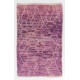 Lilac and Orchid Color Moroccan Hand Knotted Rug, 100% Wool