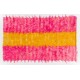 Shag Pile Mohair Tulu Rug in Hot Pink and Yellow Colors. Velvety Wool