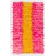 Shag Pile Mohair Tulu Rug in Hot Pink and Yellow Colors. Velvety Wool