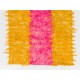 Shag Pile Mohair Tulu Rug in Hot Pink and Yellow Colors, Velvety Wool