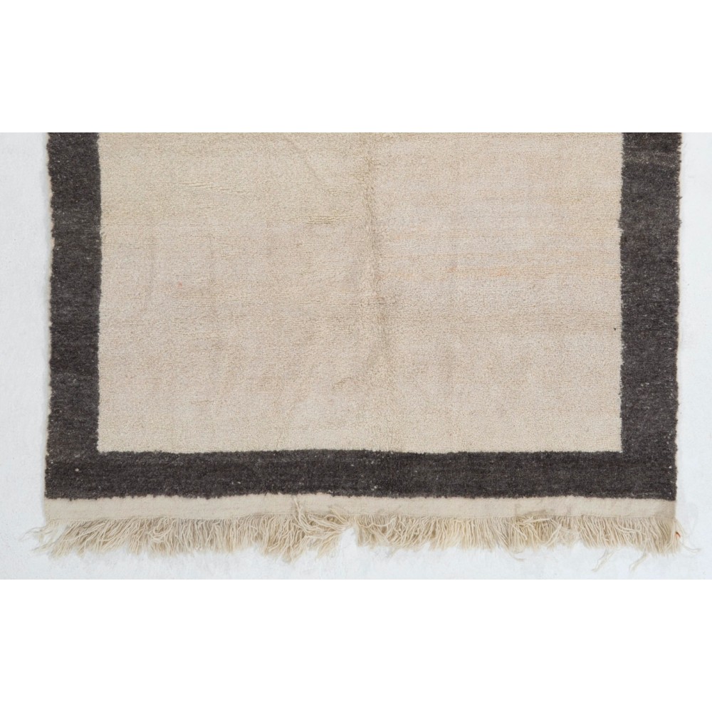 Vintage Handmade Tulu Rug Made of Natural Undyed Cream and Gray Wool, Custom Options