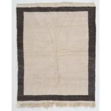 Vintage Handmade Tulu Rug Made of Natural Undyed Cream and Gray Wool, Custom Options
