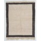Vintage Handmade Tulu Rug Made of Natural Undyed Cream and Gray Wool, Custom Options