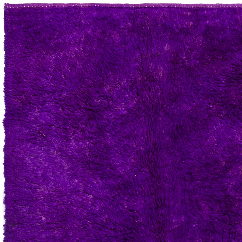 Solid Purple Color Hand-knotted Tulu Rug, 100% Wool. Custom Options Available