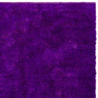 Solid Purple Color Hand-knotted Tulu Rug, 100% Wool. Custom Options Available