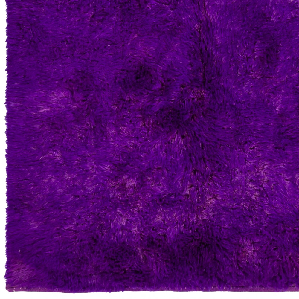 Solid Purple Color Hand-knotted Tulu Rug, 100% Wool. Custom Options Available