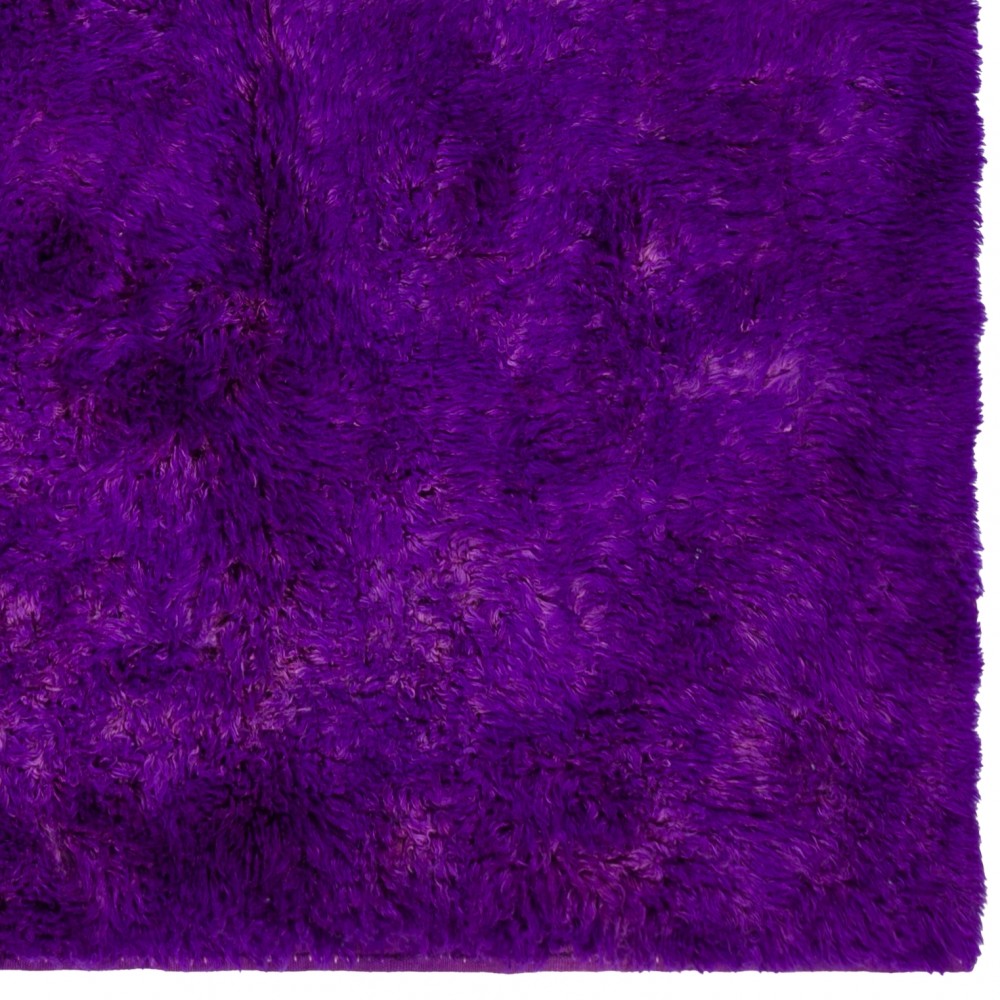 Solid Purple Color Hand-knotted Tulu Rug, 100% Wool. Custom Options Available