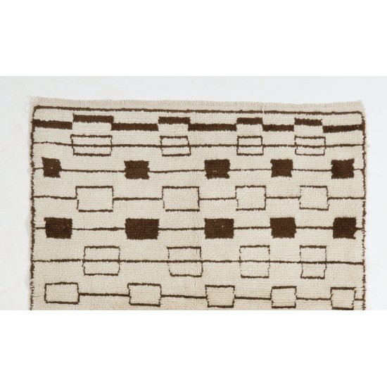 Contemporary Moroccan Rug, 100% Natural Undyed Wool, Custom Options Available