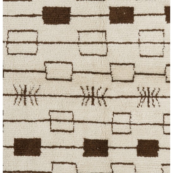 Contemporary Moroccan Rug, 100% Natural Undyed Wool, Custom Options Available