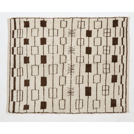 Contemporary Moroccan Rug, 100% Natural Undyed Wool, Custom Options Available Contemporary Moroccan Rug, 100% Natural Undyed Wool, Custom Options Available